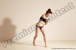 Underwear Martial art Woman White Moving poses Average long brown Dynamic poses Academic